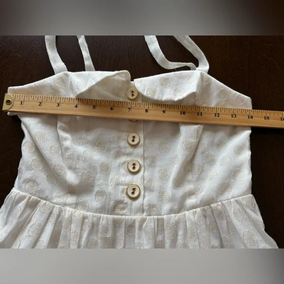 Maeve Anthropologie Size 6 Cream Gold Polka Dot Dress Pockets Sleeveless Vintage - Picture 13 of 15